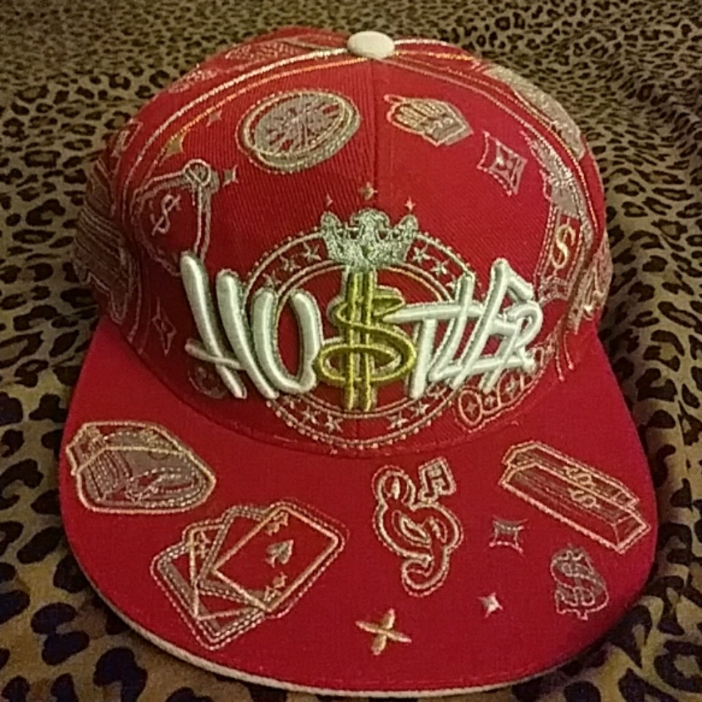 HUSTLER RED FITTED CAP